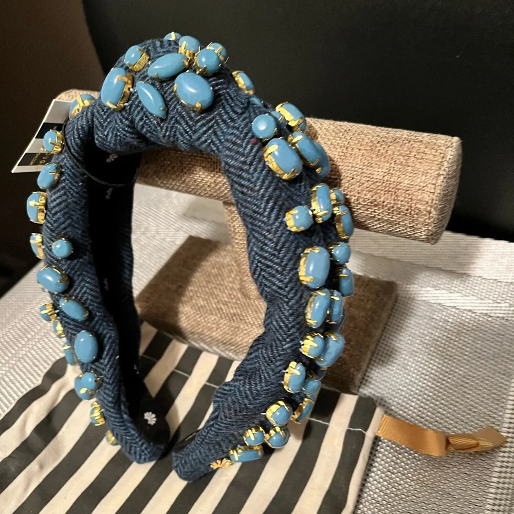 LELE SADOUGHI NWT AUTHENTIC MIDNIGHT PEBBLE CABOCHON KNOTTED HEADBAND - Picture 5 of 16